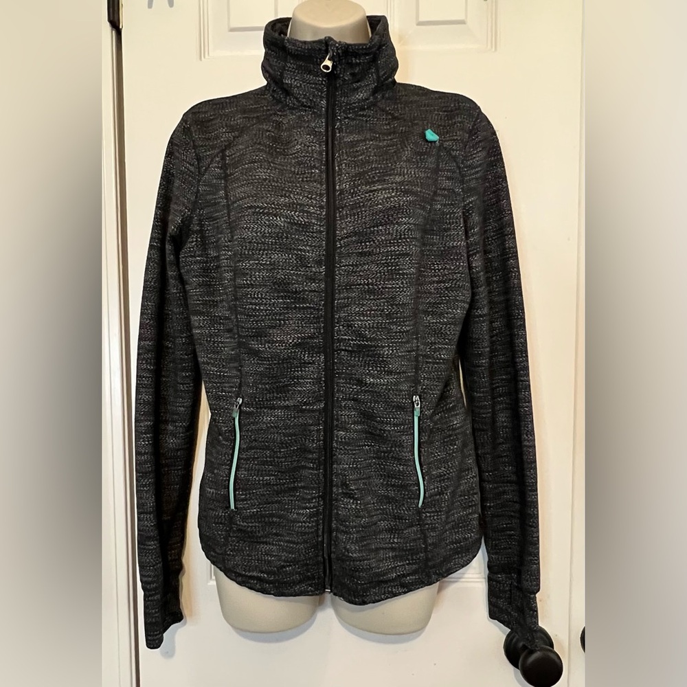 Tangerine Jacket, Zip Up, Black/Turquoise, with pockets, Size Medium